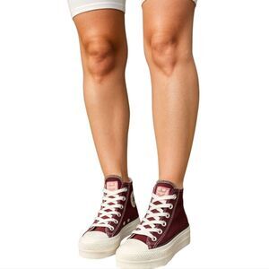 Women's Maroon High-Top Sneakers